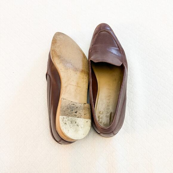 Everlane Pointy Toe Leather Dark Red Oxblood Flats Italy Size 9 - Picture 3 of 7